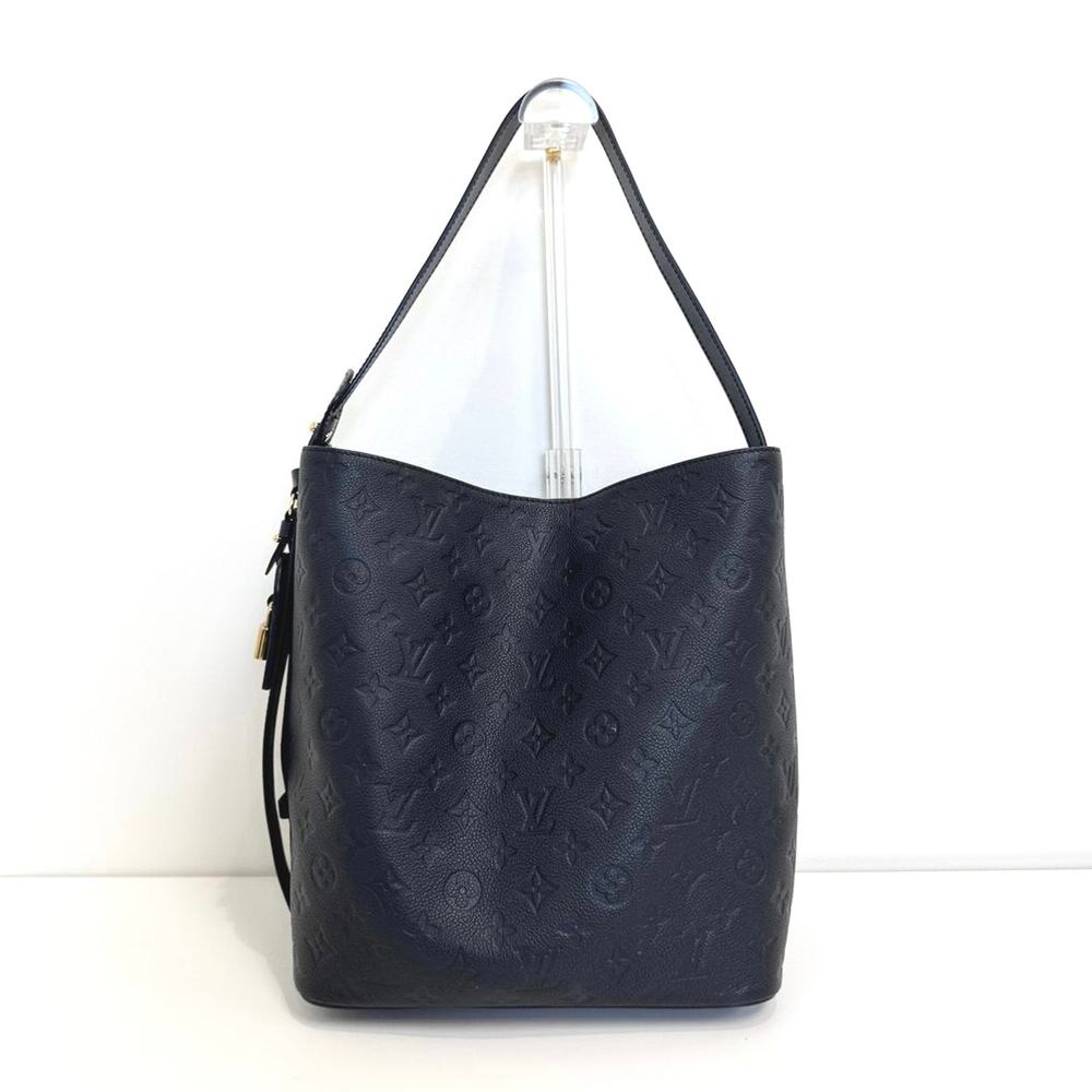 LOUIS VUITTON Black Monogram Empreinte Leather All In GM Bucket Hobo Tote Bag LV